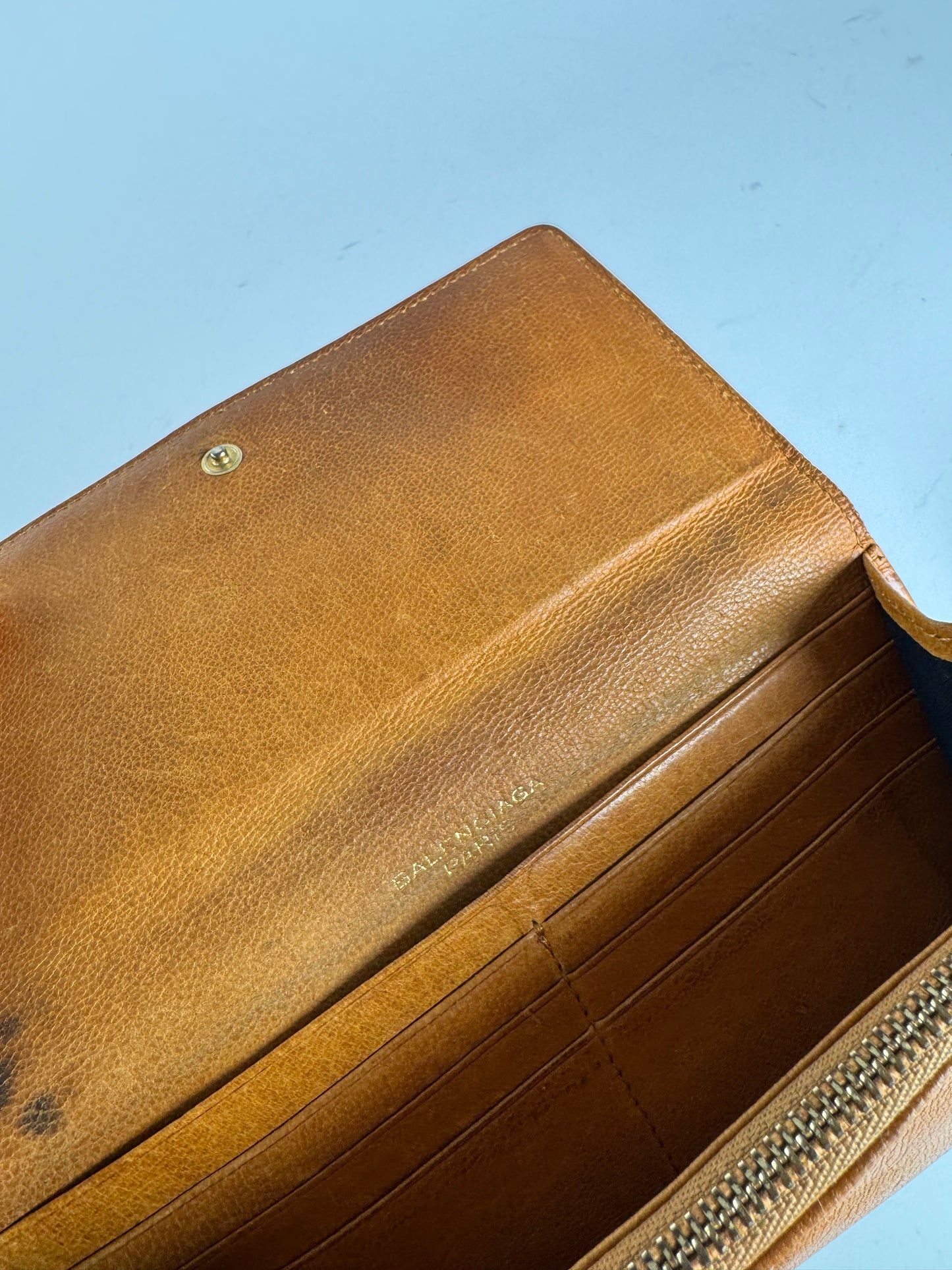 Vintage Balenciaga leather wallet brown