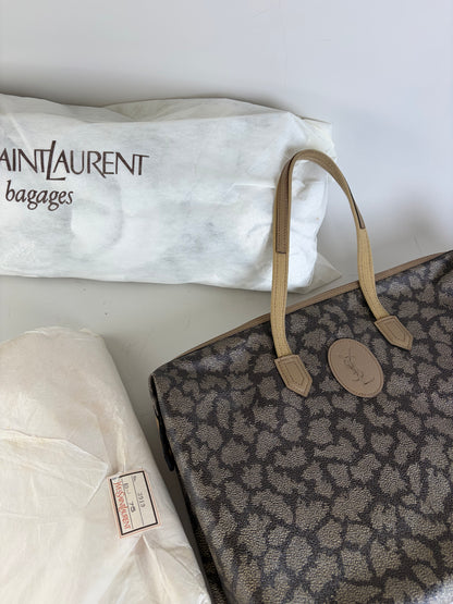 Vintage Yves Saint Laurent Monogram Canvas Tote Brown Cream