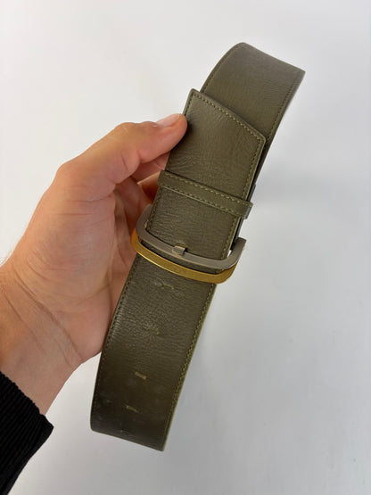 Vintage Dior Wide Leather Belt Late 1970s–1980s Olive Green