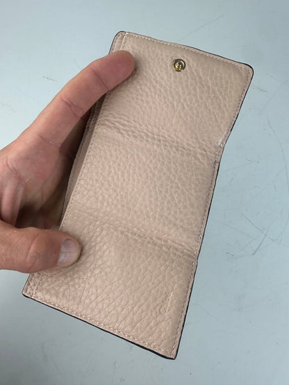 Vintage Chloe Leather Wallet Light Pink Gold Ring France