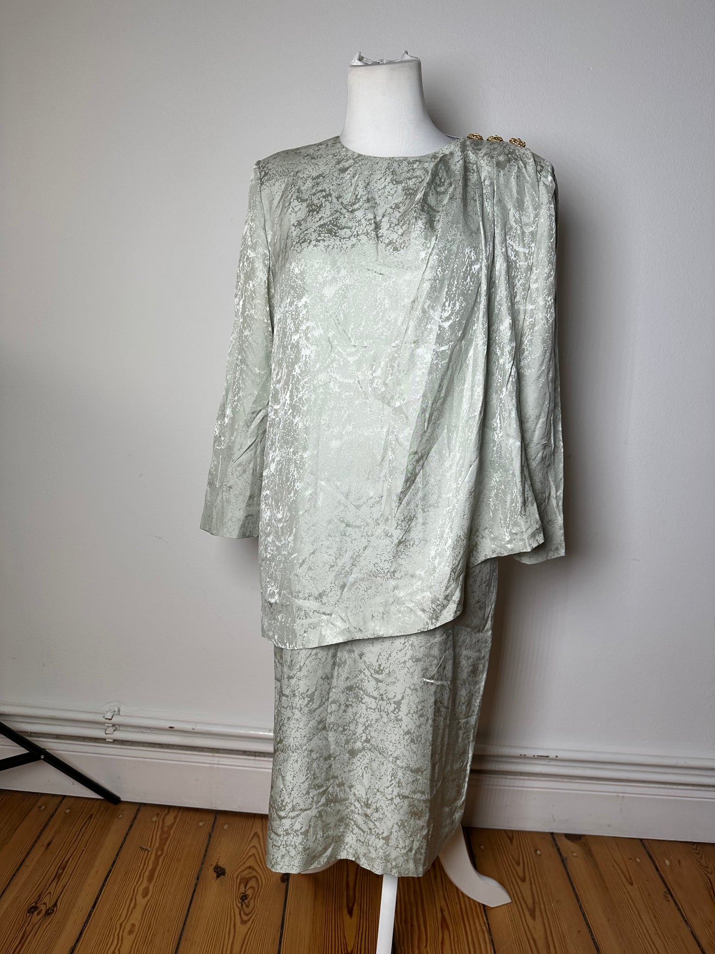 Vintage Givenchy Abstract Dress Grey Turquoise L