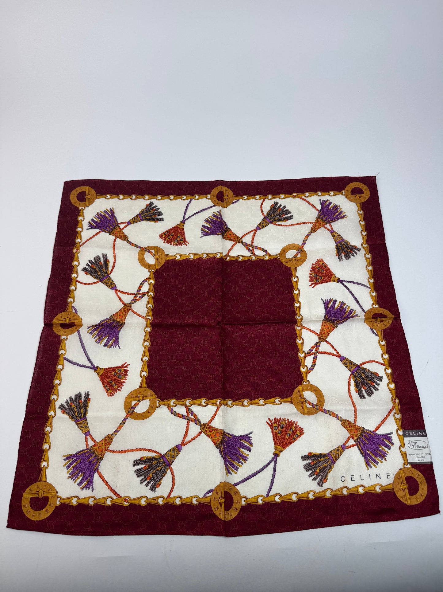 Vintage Celine Monogram Scarf purple white