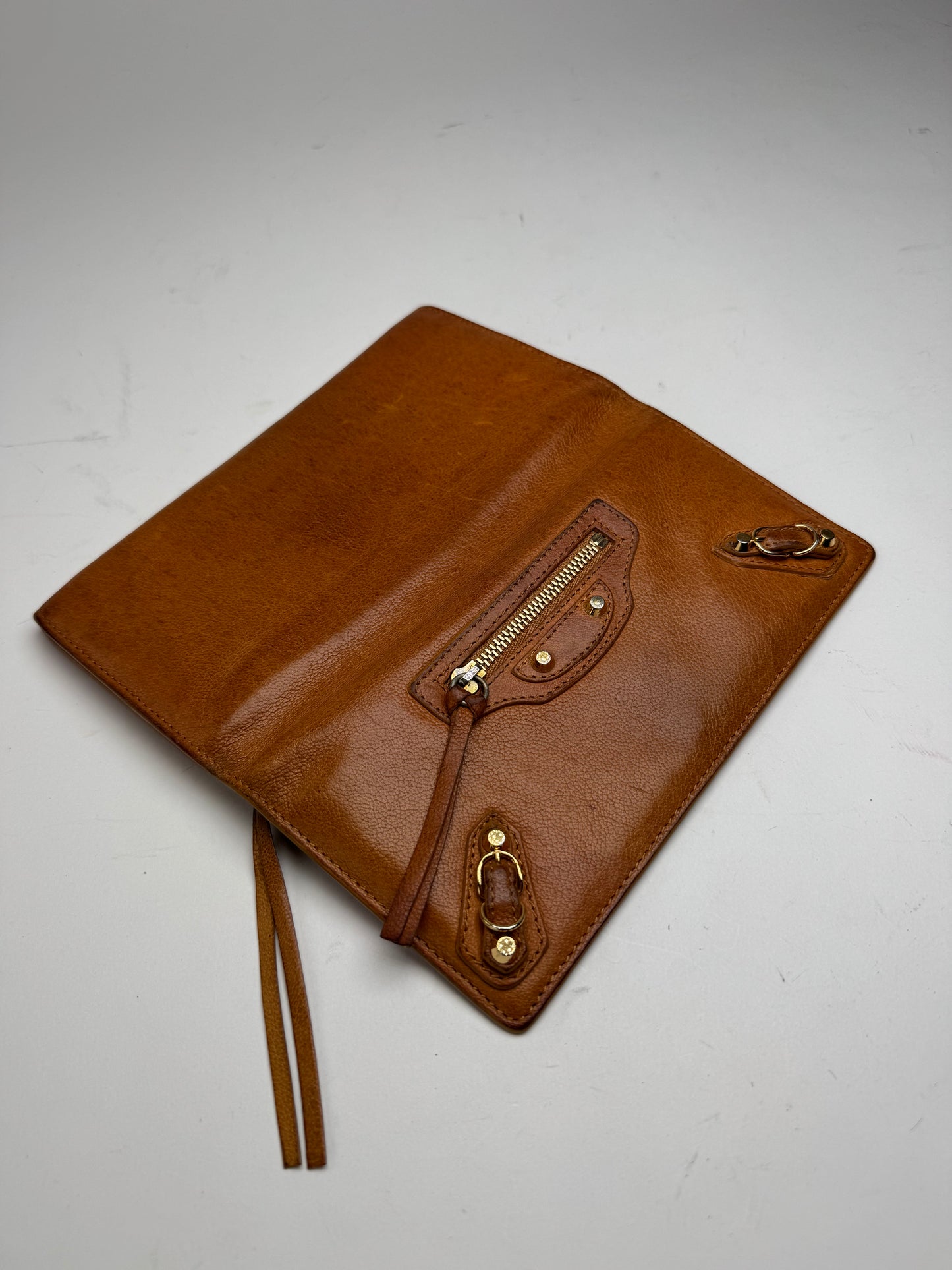 Vintage Balenciaga leather wallet brown