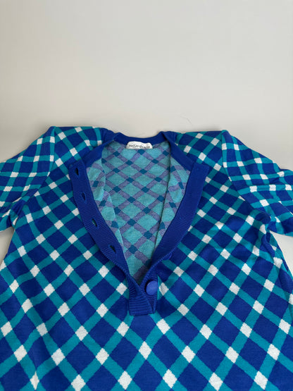 Vintage Yves Saint Laurent Knitted Dress Blue Turquoise White M