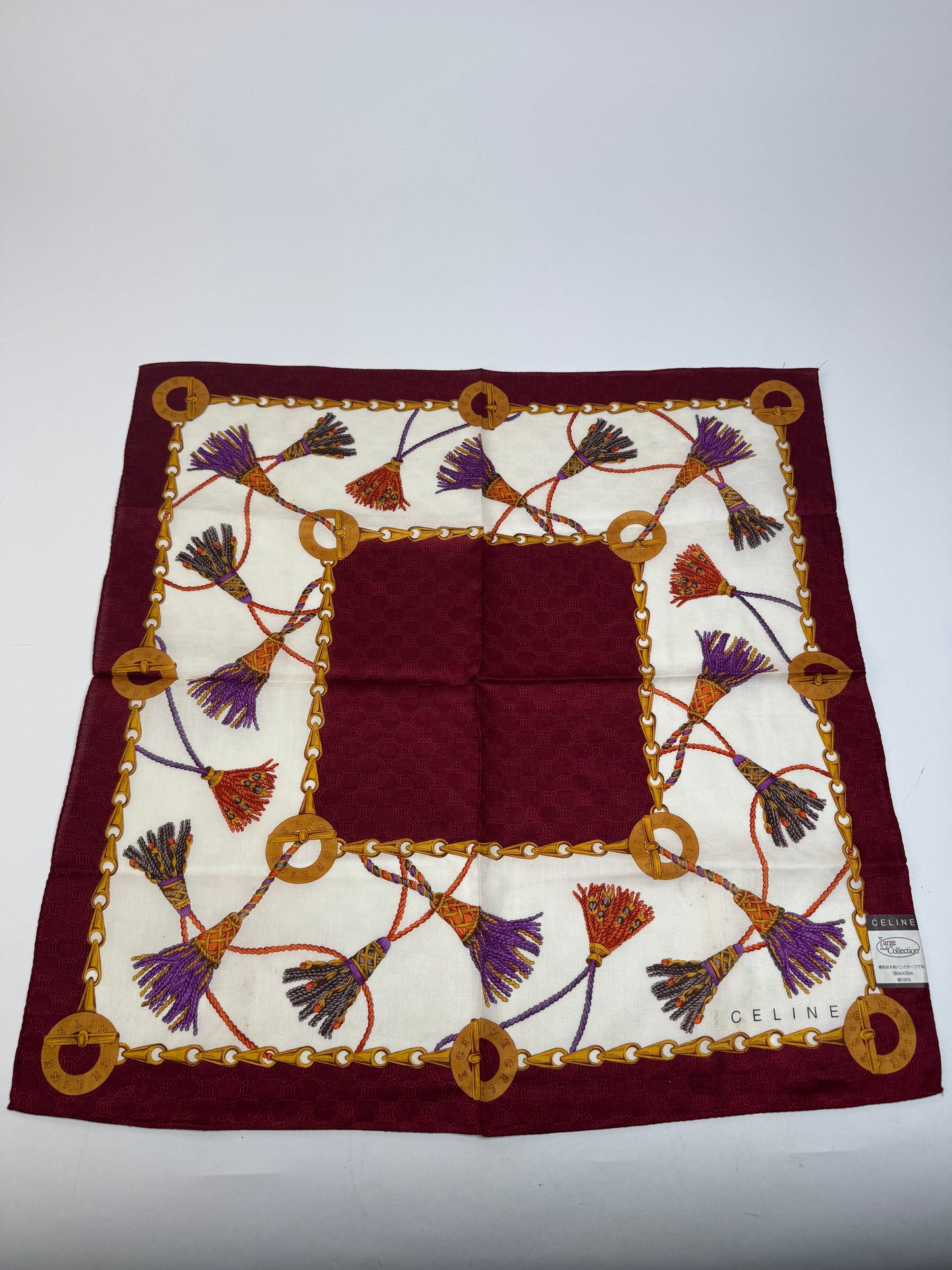 Vintage Celine Monogram Scarf purple white