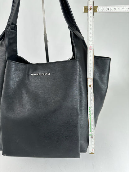 Vintage Armani leather Shopper Black