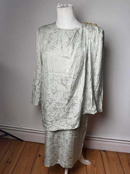 Vintage Givenchy Abstract Dress Grey Turquoise L