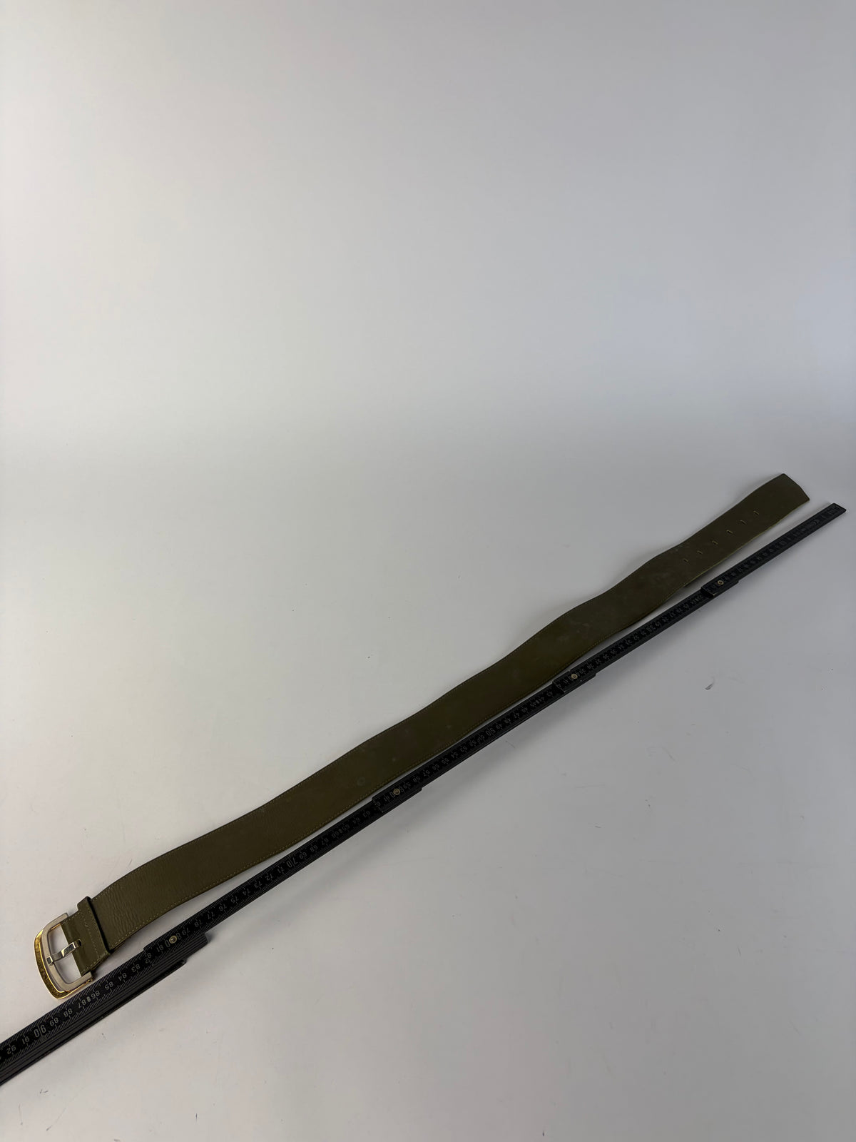 Vintage Dior Wide Leather Belt Late 1970s–1980s Olive Green
