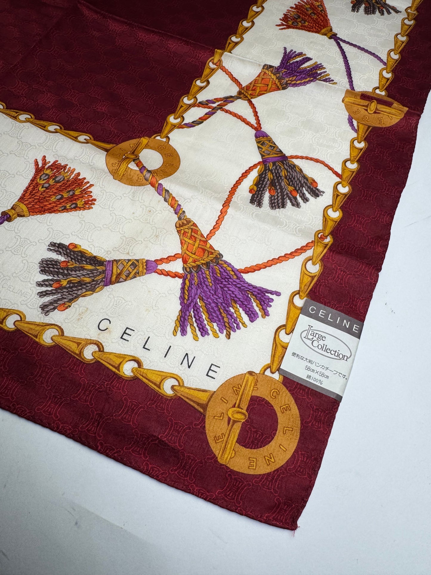 Vintage Celine Monogram Scarf purple white