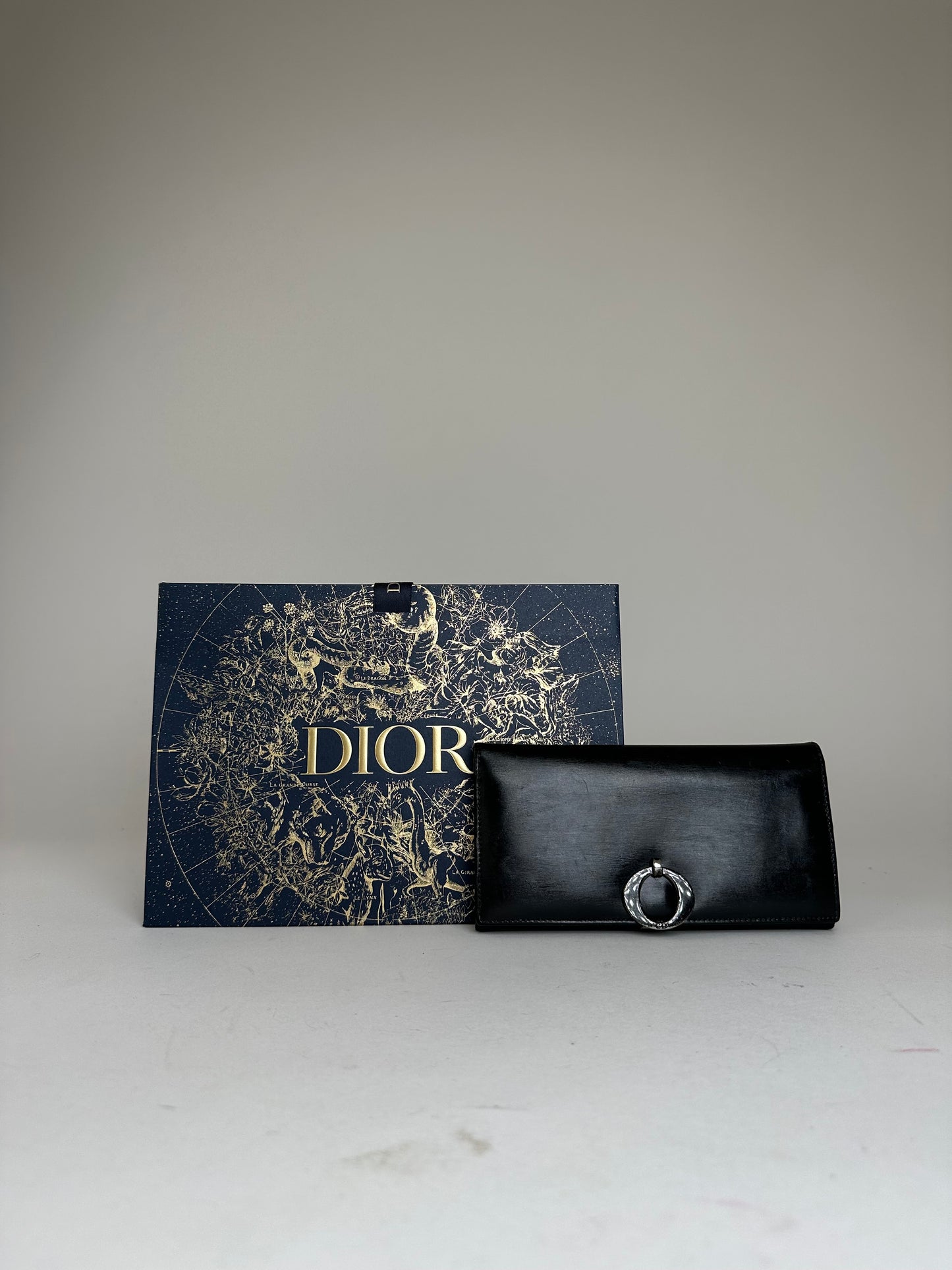 Vintage Dior Leather Flap Long Wallet Black