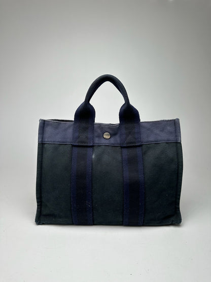 Vintage Hermes Shopper Bag black navy