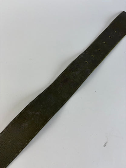 Vintage Dior Wide Leather Belt Late 1970s–1980s Olive Green