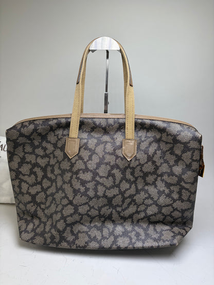 Vintage Yves Saint Laurent Monogram Canvas Tote Brown Cream