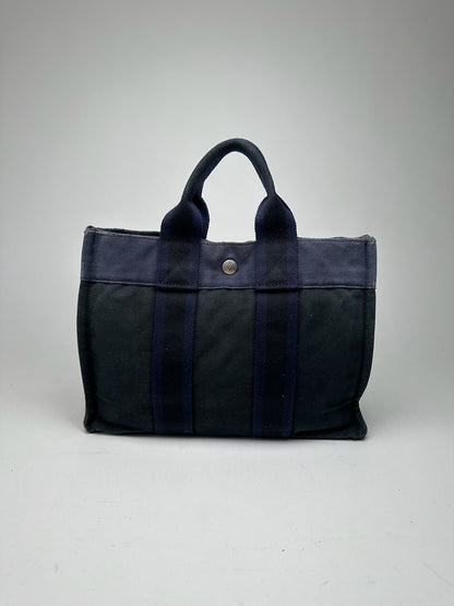 Vintage Hermes Shopper Bag black navy