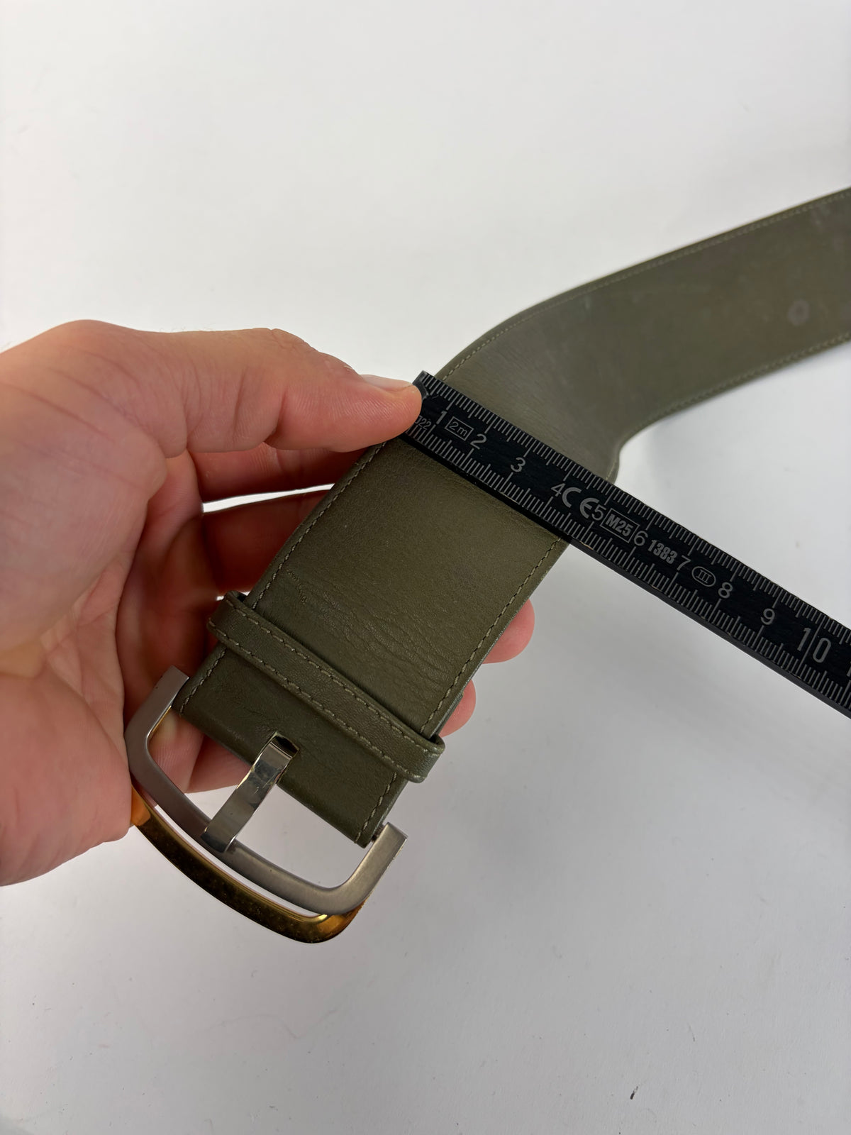 Vintage Dior Wide Leather Belt Late 1970s–1980s Olive Green