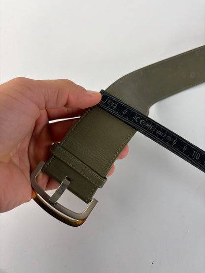 Vintage Dior Wide Leather Belt Late 1970s–1980s Olive Green