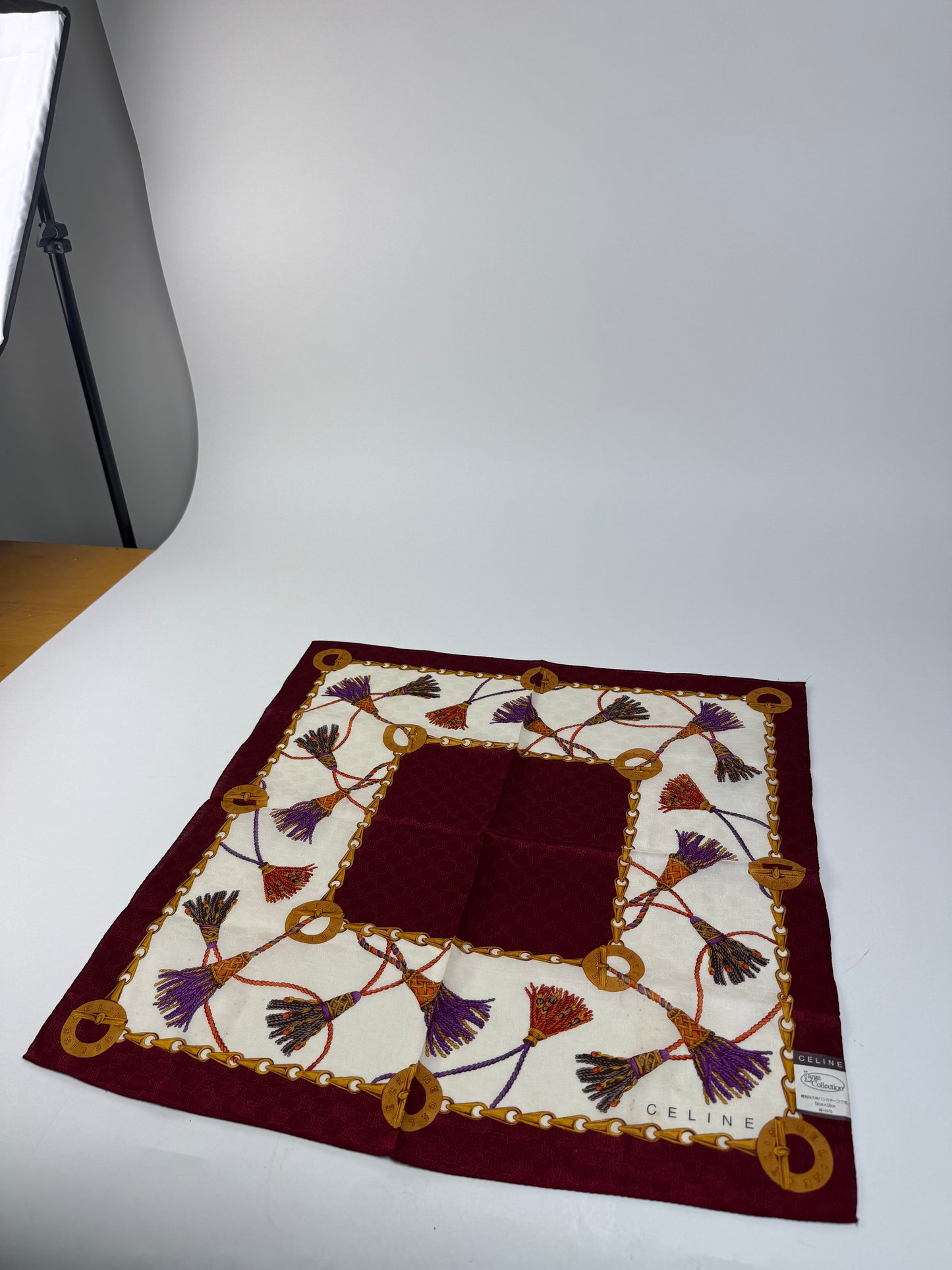 Vintage Celine Monogram Scarf purple white