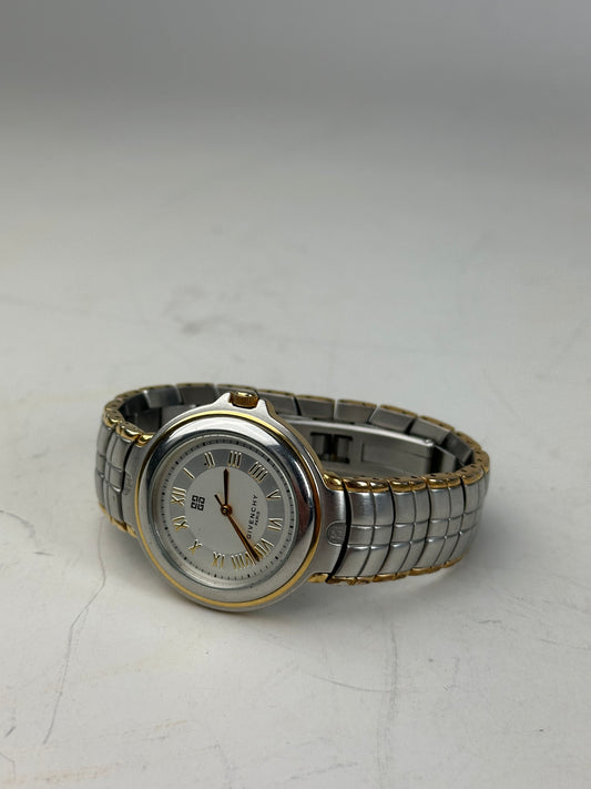 Vintage Givenchy Stainless Steel Bracelet Watch Silver Gold
