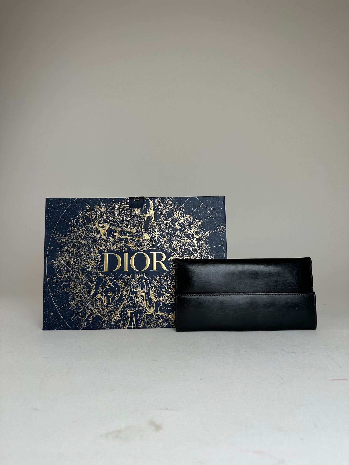 Vintage Dior Leather Flap Long Wallet Black