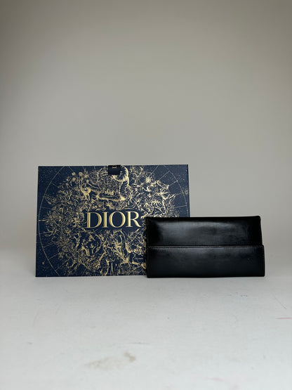 Vintage Dior Leather Flap Long Wallet Black