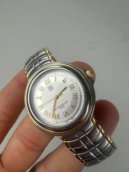 Vintage Givenchy Stainless Steel Bracelet Watch Silver Gold