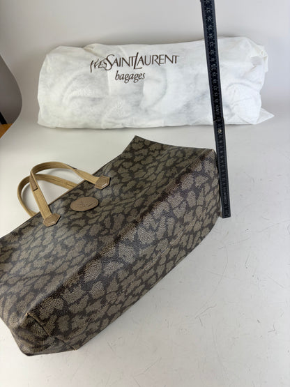 Vintage Yves Saint Laurent Monogram Canvas Tote Brown Cream