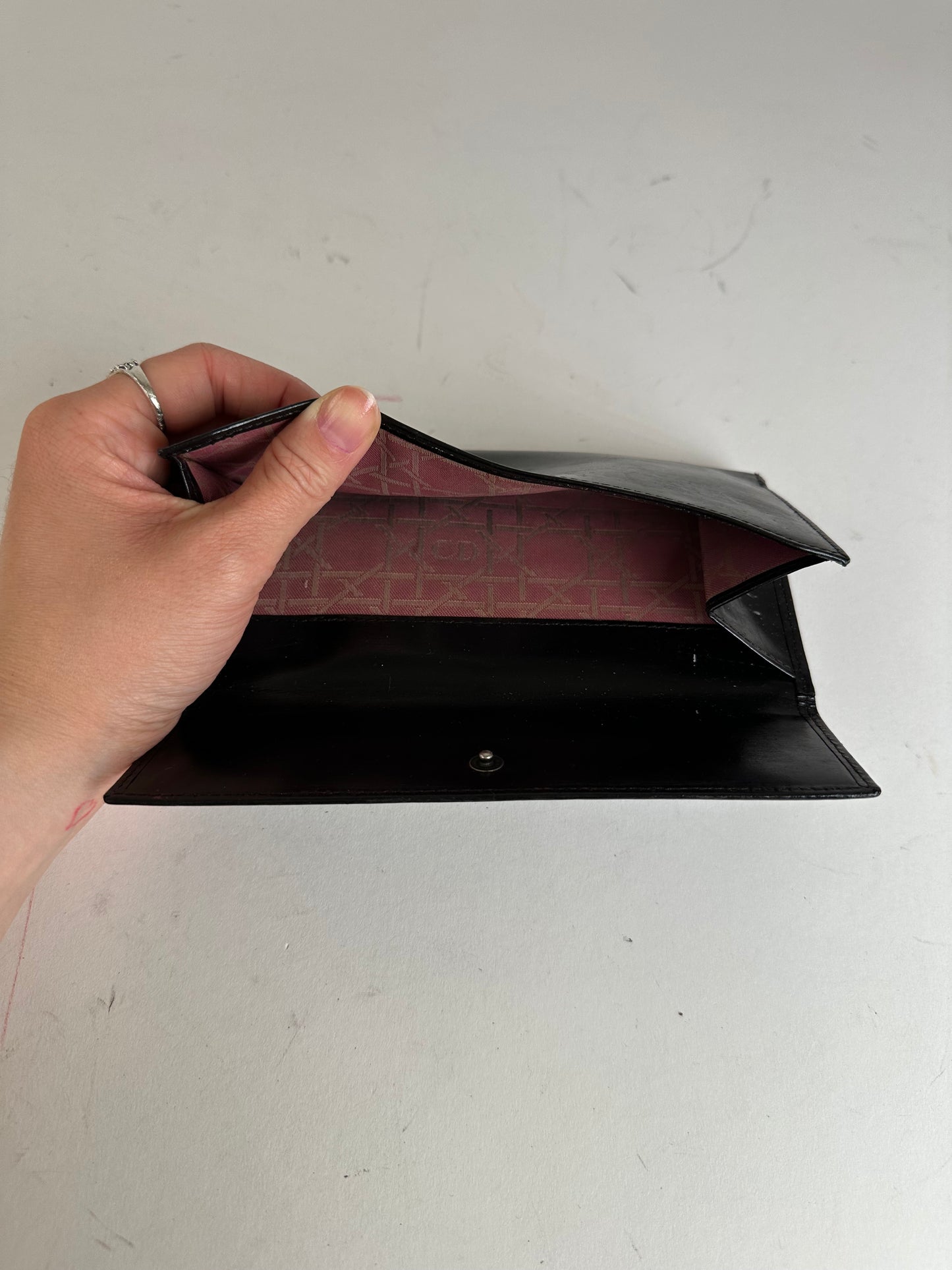 Vintage Dior Leather Flap Long Wallet Black