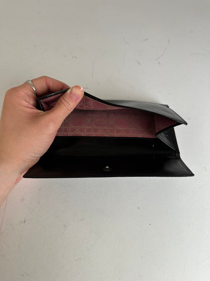 Vintage Dior Leather Flap Long Wallet Black