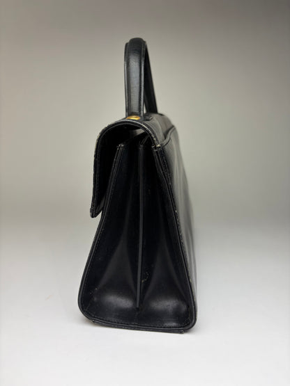 Vintage Givenchy 4G Logo Structured Leather Bag Late 1970s Black