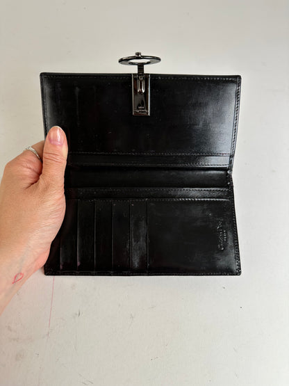 Vintage Dior Leather Flap Long Wallet Black