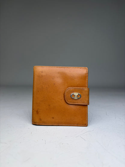 Vintage Celine Smooth Leather Wallet Tan Gold
