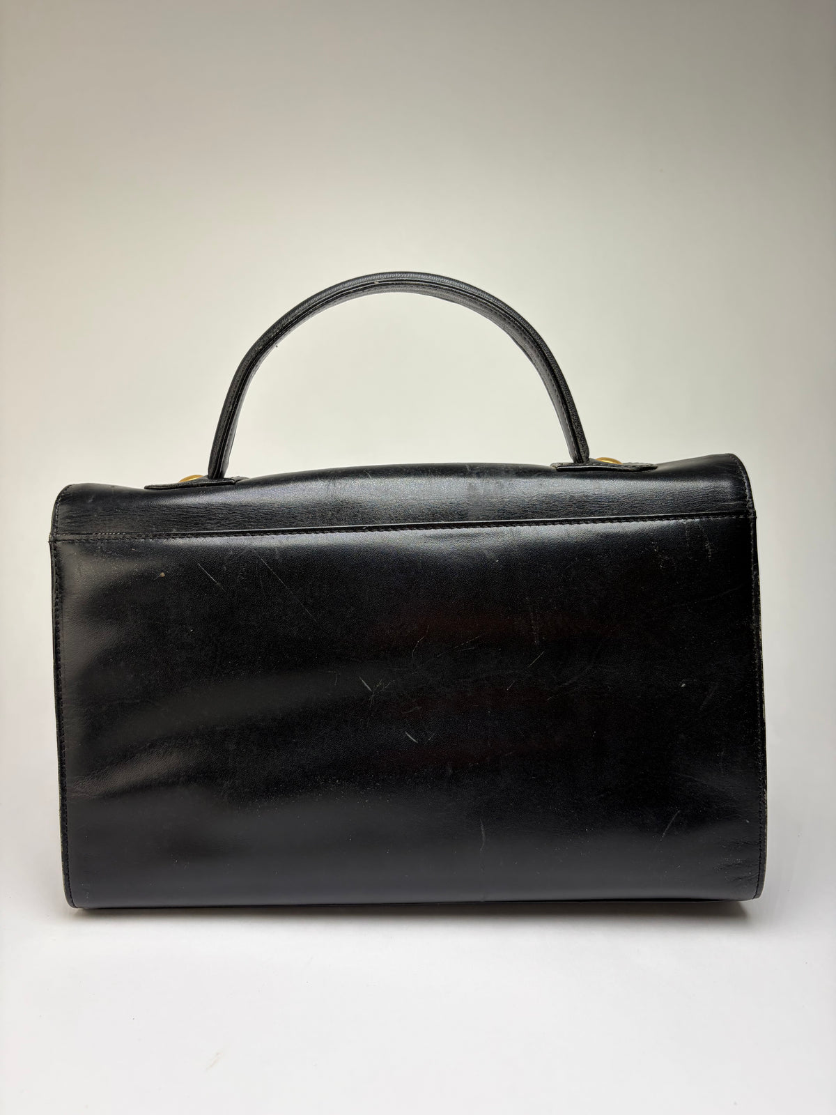 Vintage Givenchy 4G Logo Structured Leather Bag Late 1970s Black