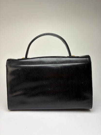 Vintage Givenchy 4G Logo Structured Leather Bag Late 1970s Black