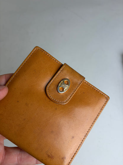 Vintage Celine Smooth Leather Wallet Tan Gold