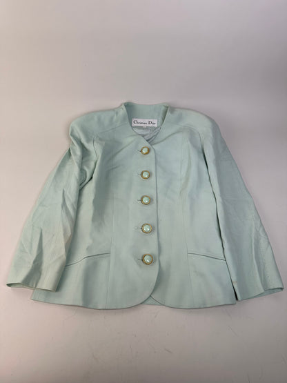 Vintage Dior Cotton Blend Blazer Mint Green XXL