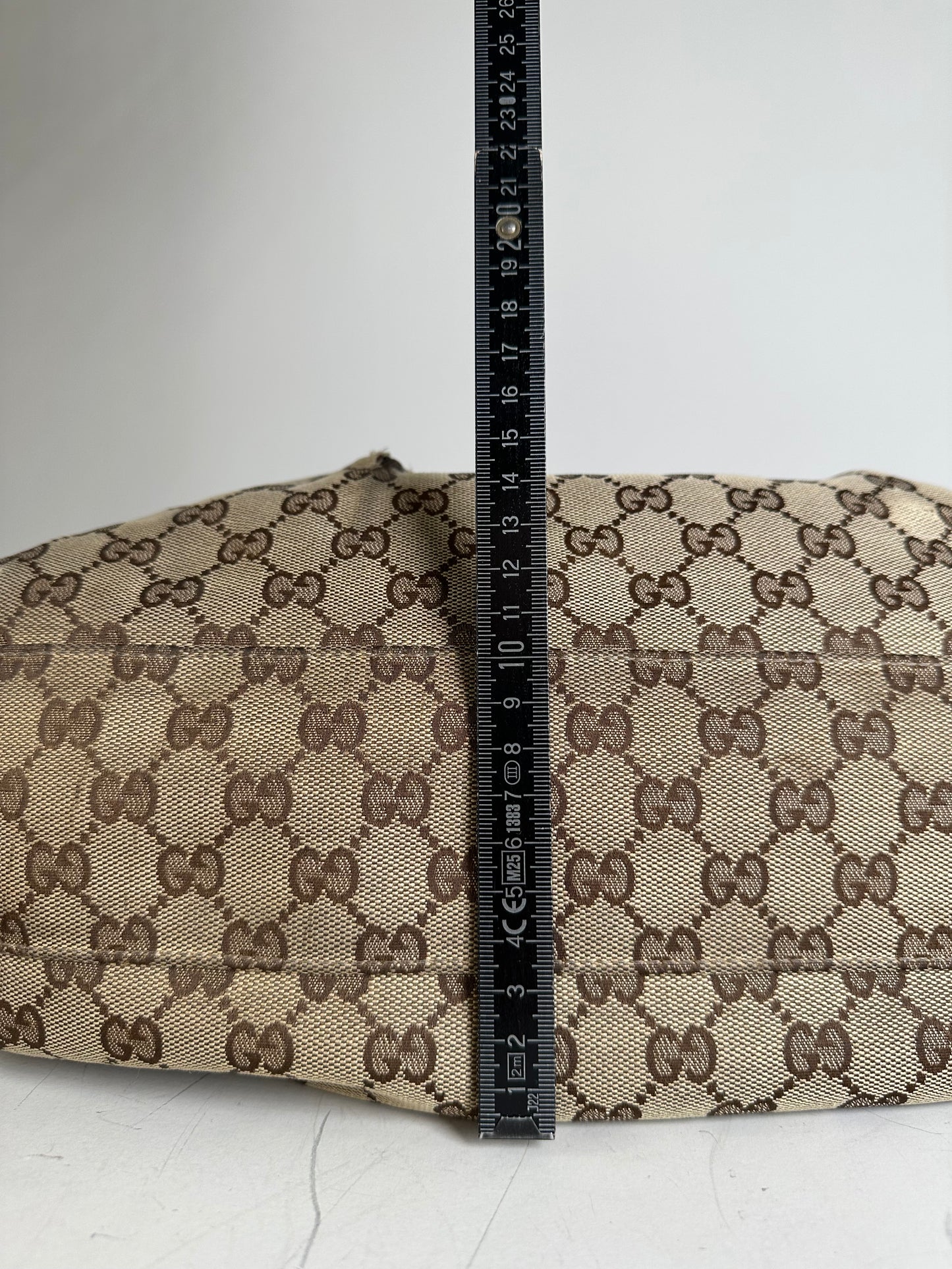 Vintage Gucci GG Supreme Shoulder Bag Beige Brown Gold