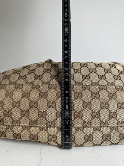 Vintage Gucci GG Supreme Shoulder Bag Beige Brown Gold