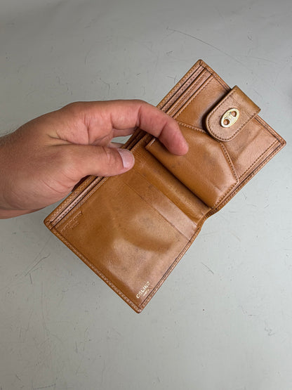 Vintage Celine Smooth Leather Wallet Tan Gold