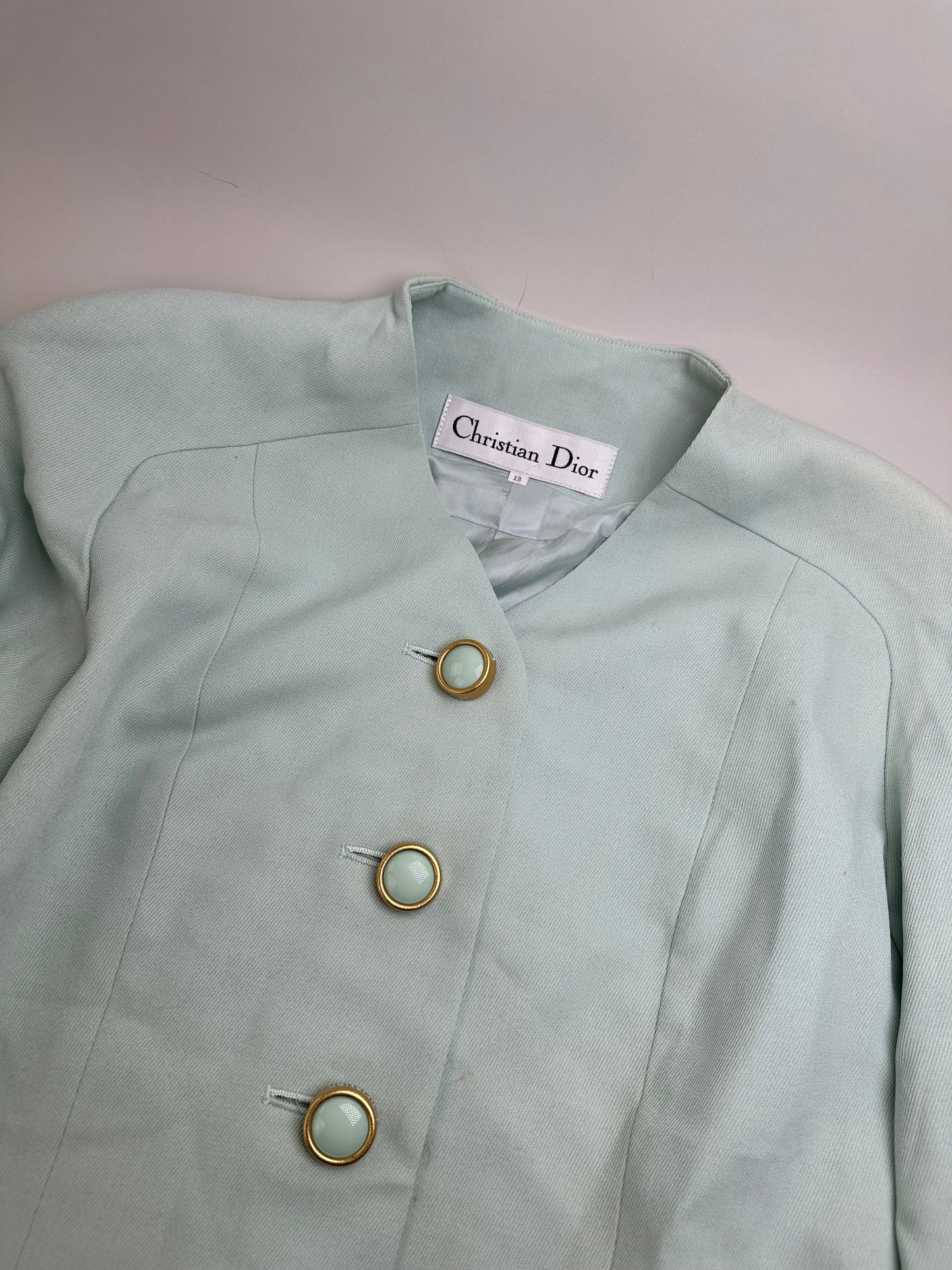 Vintage Dior Cotton Blend Blazer Mint Green XXL