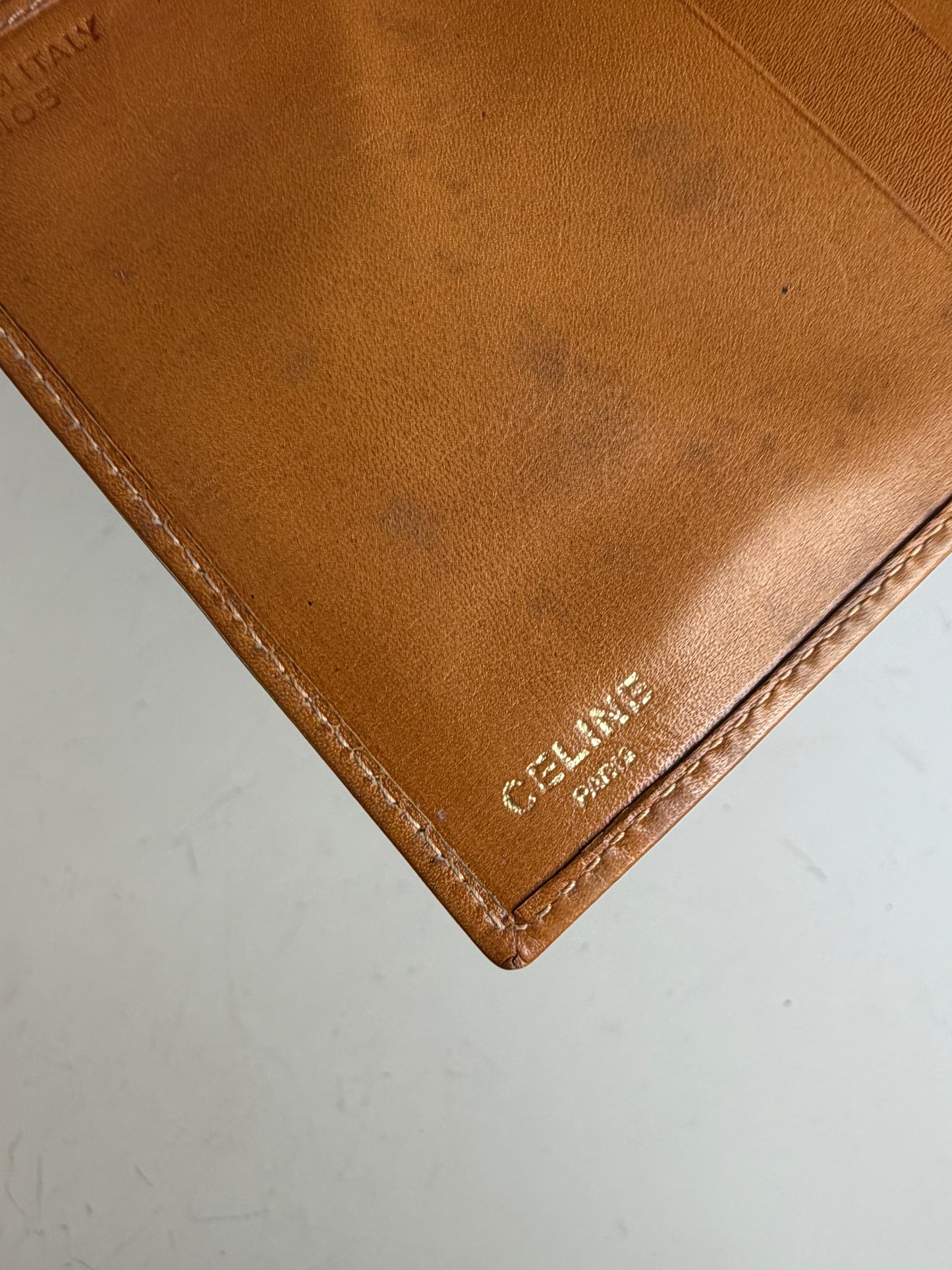 Vintage Celine Smooth Leather Wallet Tan Gold