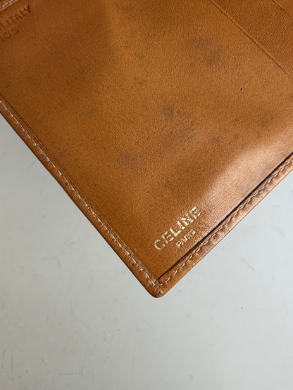 Vintage Celine Smooth Leather Wallet Tan Gold