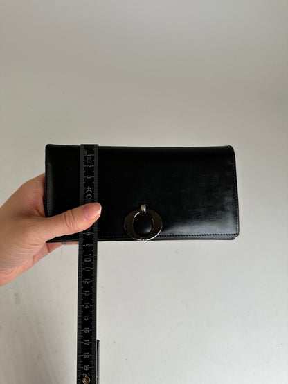 Vintage Dior Leather Flap Long Wallet Black