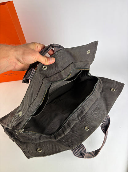 Vintage Hermes Hermès Herline Canvas Tote Dark Grey Black
