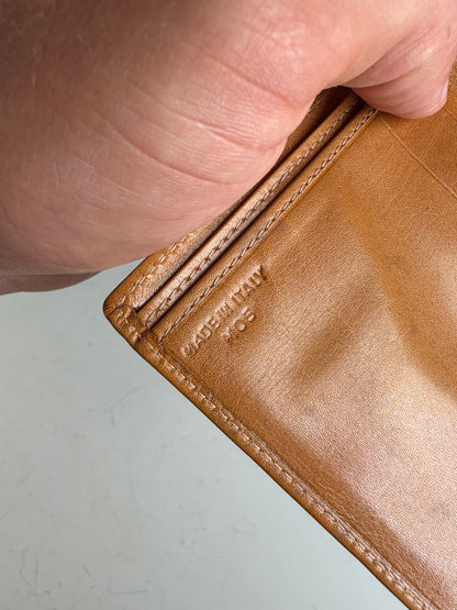 Vintage Celine Smooth Leather Wallet Tan Gold