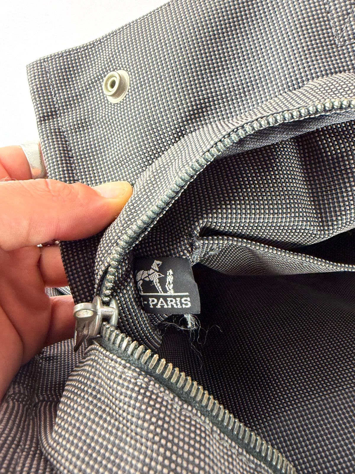 Vintage Hermes Hermès Herline Canvas Tote Dark Grey Black