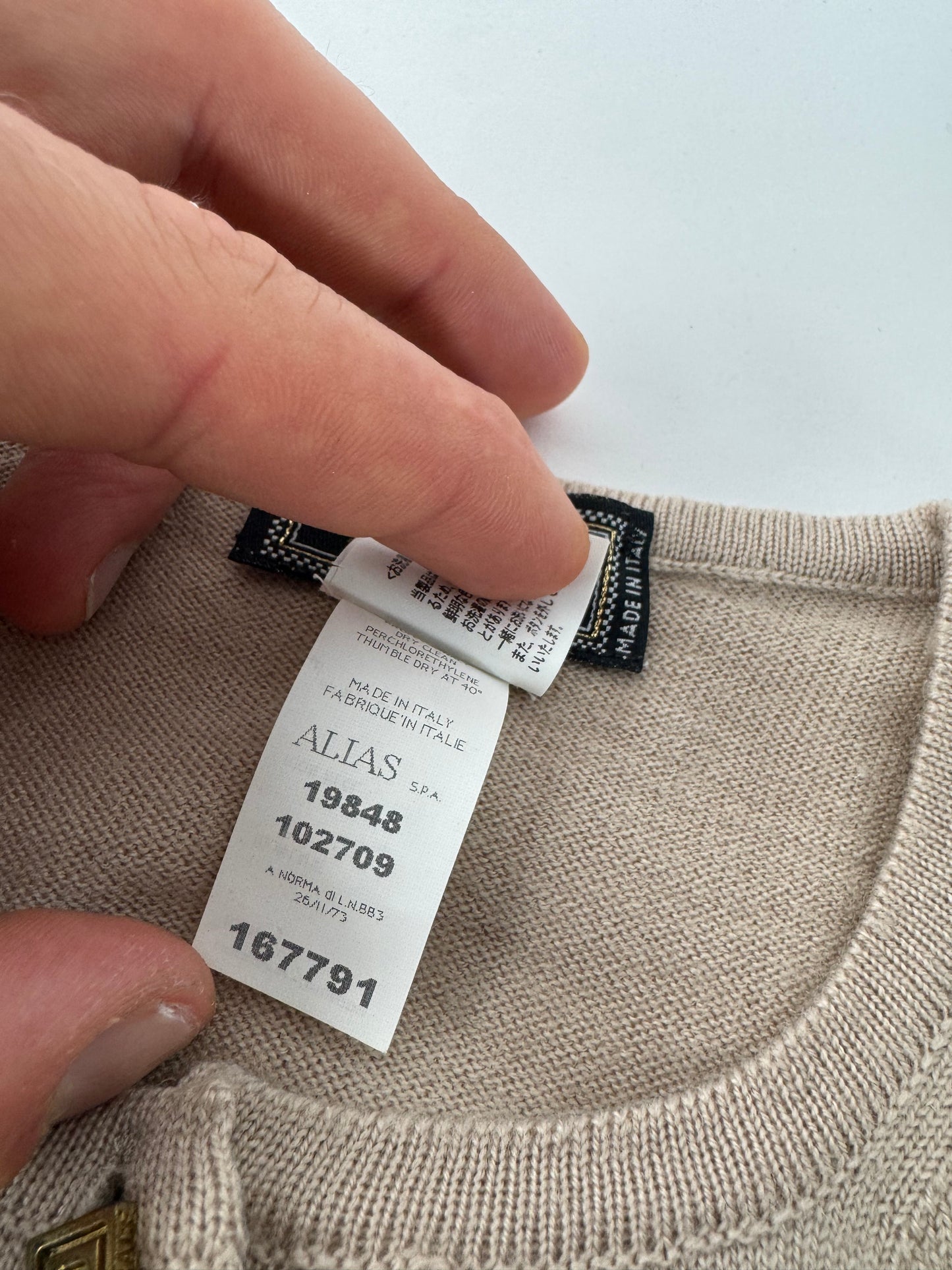 Vintage Gianni Versace Wool Cardigan Beige M