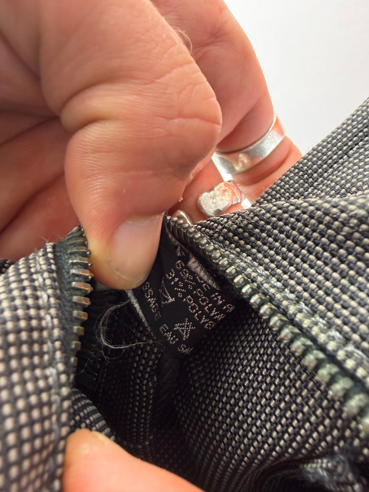 Vintage Hermes Hermès Herline Canvas Tote Dark Grey Black
