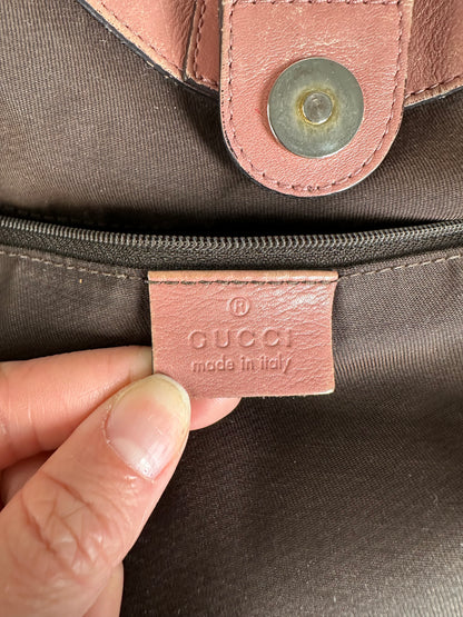 Vintage Gucci GG Supreme Shoulder Bag Beige Brown Gold