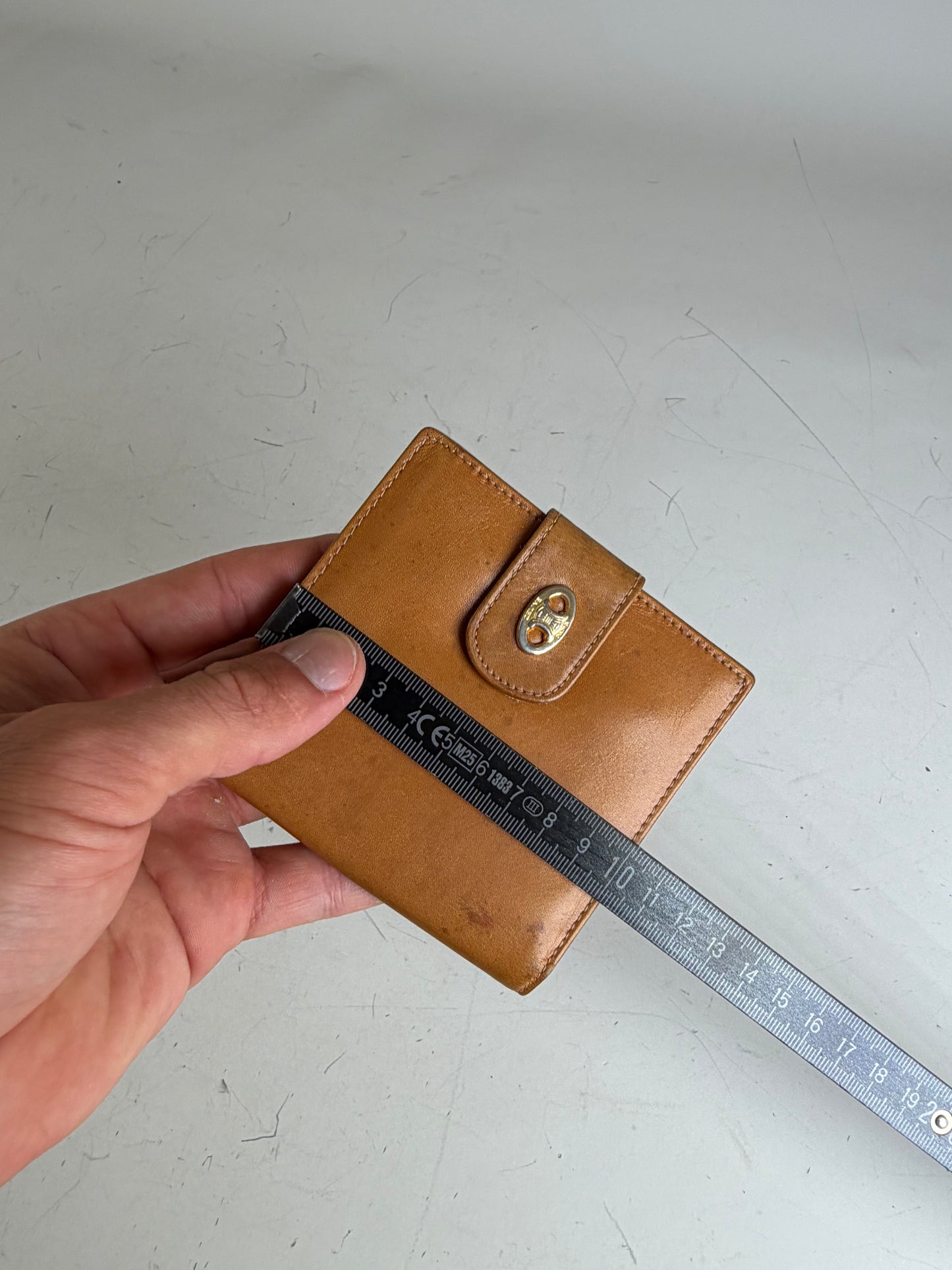 Vintage Celine Smooth Leather Wallet Tan Gold