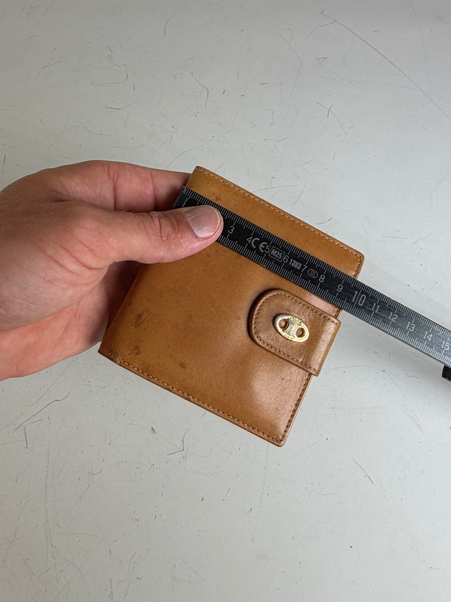 Vintage Celine Smooth Leather Wallet Tan Gold